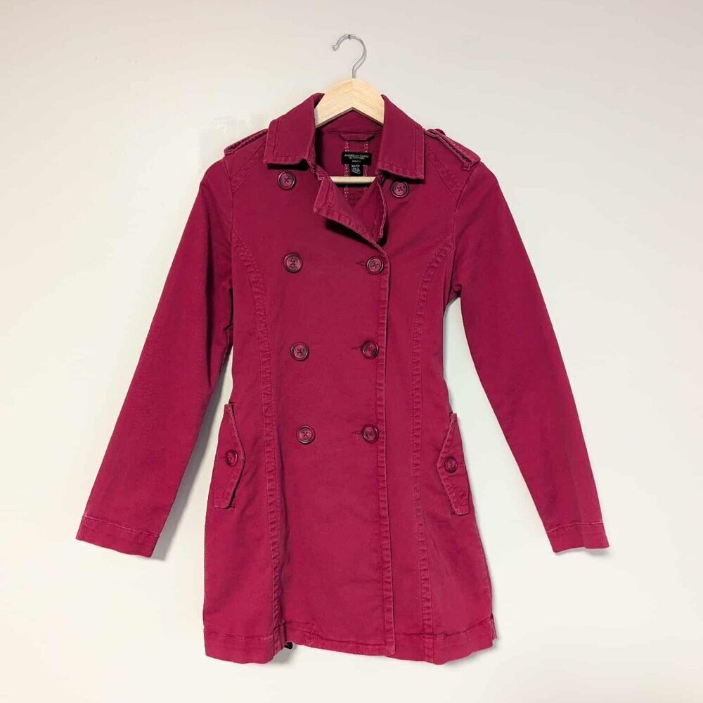 American Eagle Pink Canvas Pea Coat